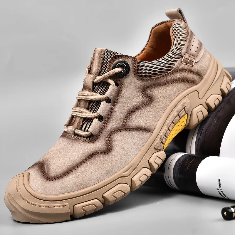 

All Season Genuine Leather Men's Casual Shoes Trendy Outdoor Walking Men's Leather Shoes Large Size 38-46 Trekking Shoes For Men