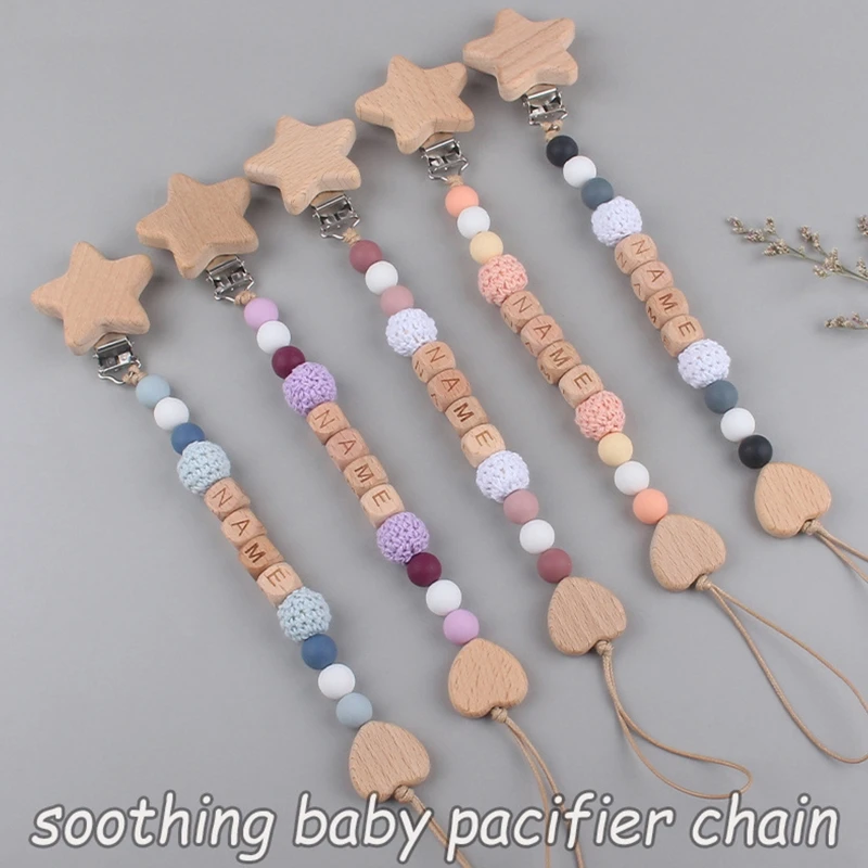 

Star Love Heart Baby Pacifier Clip Silicone Pacifiers Holder Chain Teething Toy for Infant Girls Boys Chewing Soothing Supplies
