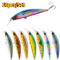 13pcsset 2022 minnow 16g 70mm bass fishing lure swimbait sinking saltwater isca artificial crank pesca whopper popper japan lot