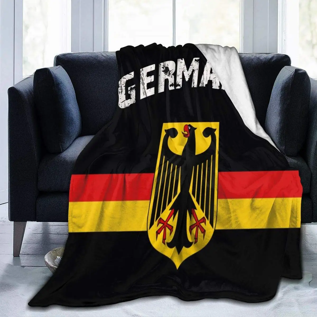 

German Flag Eagle Flannel Fleece Blanket Ultra Soft Cozy Warm Throw Lightweight Blanket Microfleece Blanket for Home Gifts