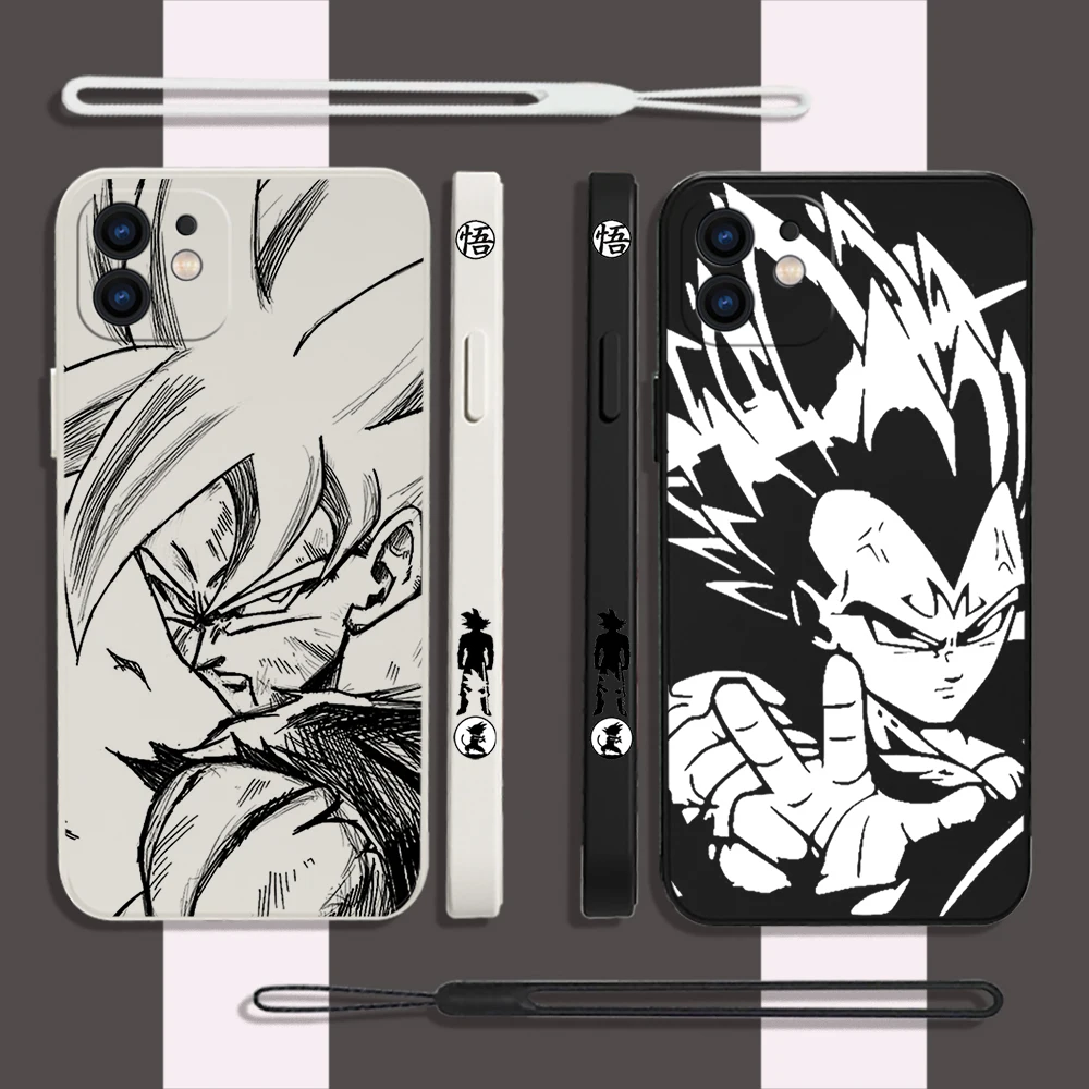 

Dragons Balls Sons Gokus Phone Case For iPhone 14 13 12 11 Pro Max Mini X XR XS 8 7 Plus 6 Plus Silicone Cases with Hand Strap