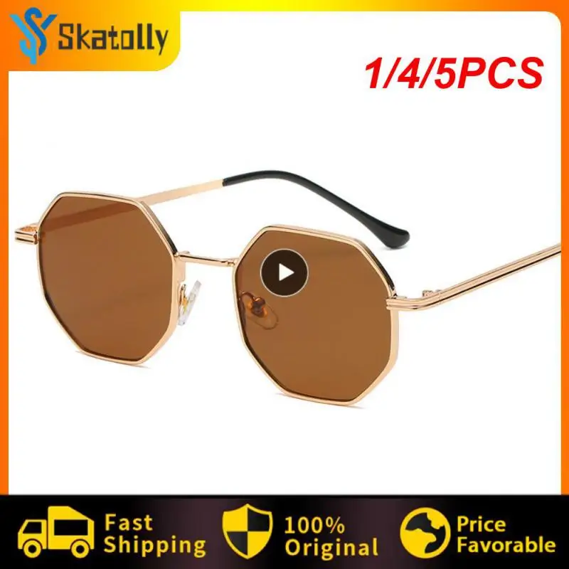 

1/4/5PCS Small Square Sunglasses for Men Women Polygon Mirrored Lens Sun Glasses Driving Eyewear Fashion Metal Frame Glasses