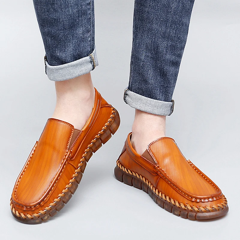 

Men's Summer Shoes Comfty Driving Shoe Skateboard Casual Breathable Leather Loafers Sneakers Sneaker Hand-stitching Their Flat
