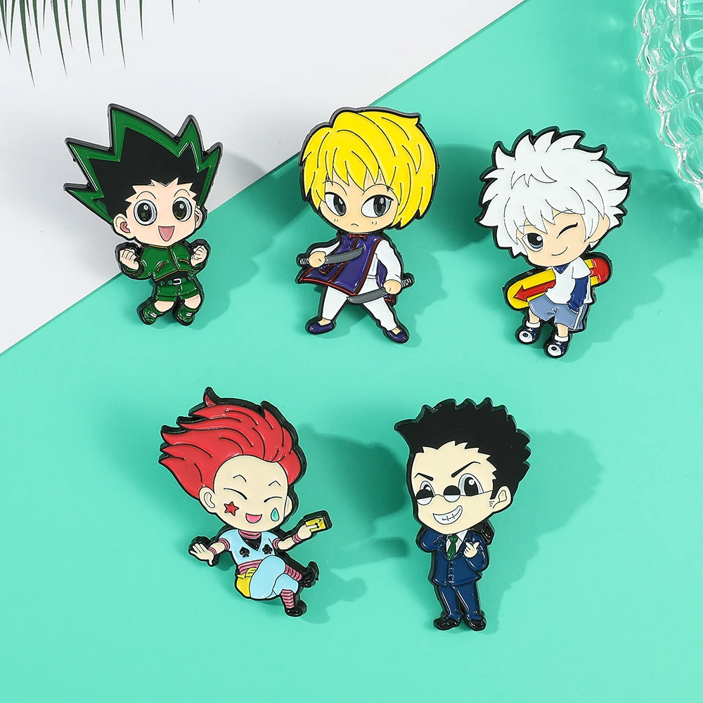 

HUNTER x HUNTER Enamel Pins Cartoon GON Killua Kurapika Leorio Hisoka Brooch Bag Lapel Badge Anime Jewelry Gift for Fans Kids