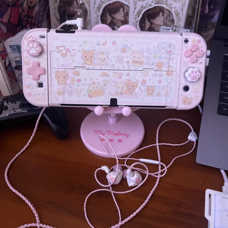 Rilakkuma оригинальный дизайн, милый розовый защитный чехол для переключателя для Switch2 Oled, мягкий корпус, совместимый с Nintendo NS Sister Lite (art.: 3920d194c19c9) - 3920d194c19c9