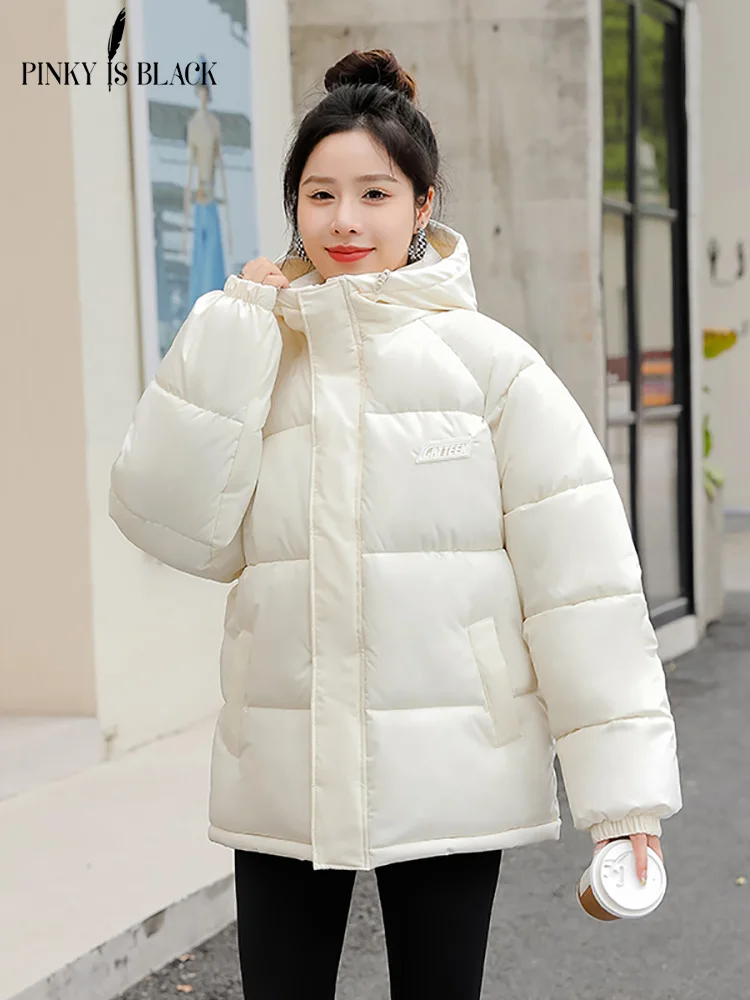 PinkyIsBlack Winter Jacket Women Parkas Thicken Warm Coat Women Hooded Jackets Solid Color Short Parka Coat Women New Streetwear