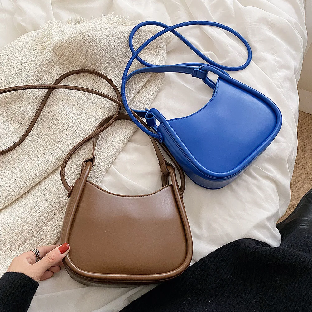 

Simple Solid Color Messenger Bag Women Klein Blue Shoulder Bag Versatile Lady Design Saddle Bag Yves Saint Laurent Luxury Bag