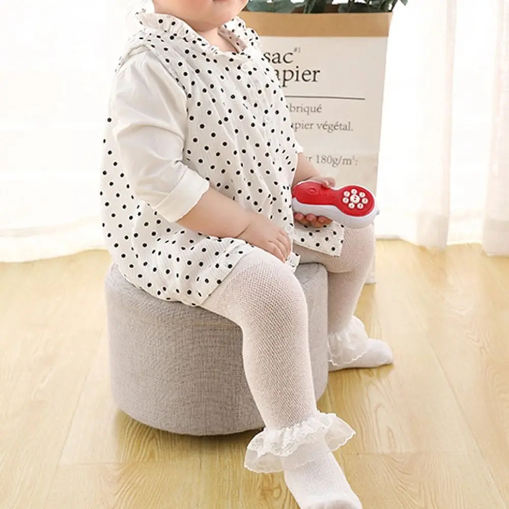 

Soft Elastic Cute Ruffle Bow Cotton Comfortable Lace Kids Leggings Children Girls Pantyhose Kids Tights Korean Style Stockings