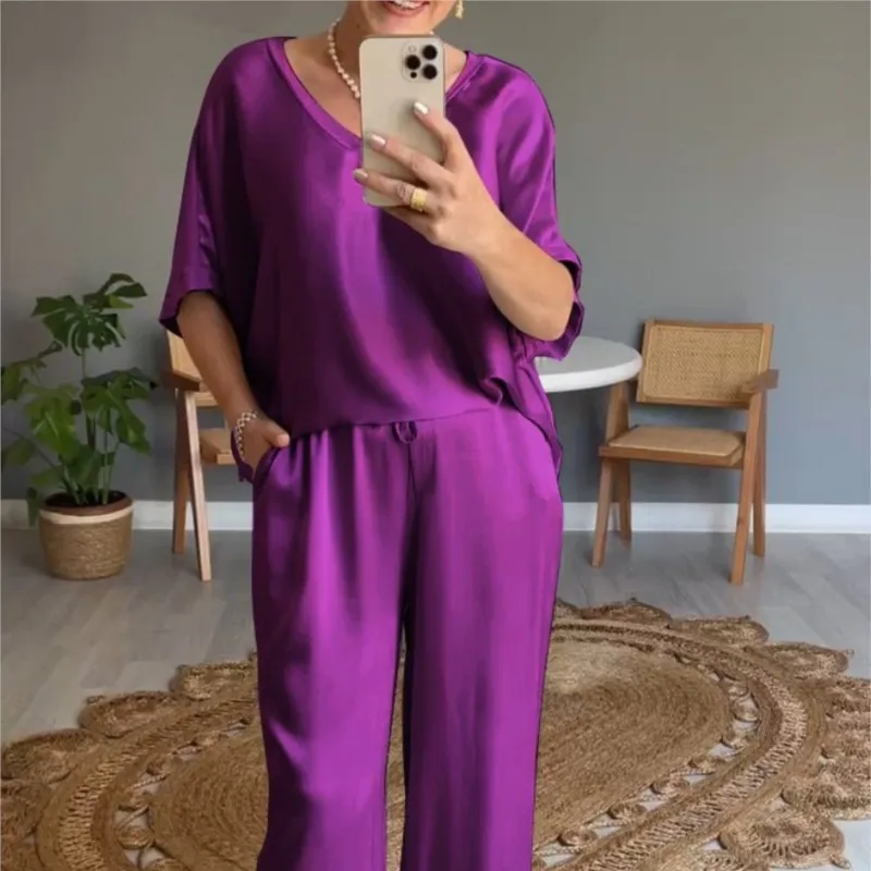 Элегантный женский летний модный черный атласный Свободный Топ с V-образным