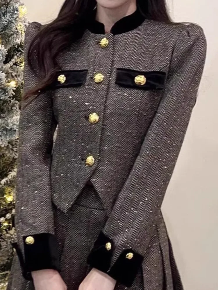 UCXQ элегантные комплекты Tide в европейском стиле лоскутная куртка с высокой талией