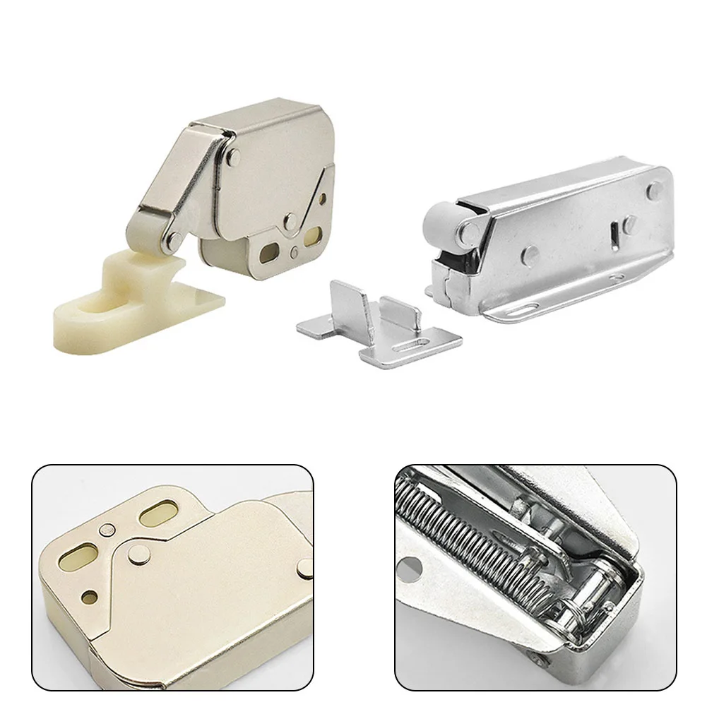 

2Pcs Elephant Trunk Hook Cabinet Door Lock Self-popping Cabinet Door Suction Spring Open With Molded Nylon Rollers Retention