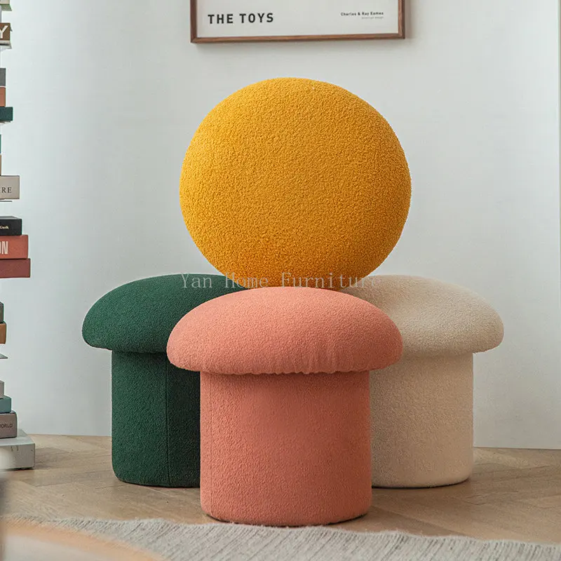 

Nordic Lamb Velvet Mushroom Stool Cute Stool Ins Suede Shoe Changing Stool Bedroom Dressing Stool табурет для ног