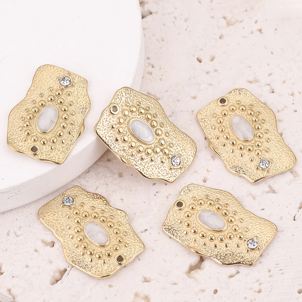 

5pcs 18*25mm Gold Enamel Stainless Steel Charms Pendants Connectors for Earrings Jewelry Making Supplies Wholesale Crafts DIY