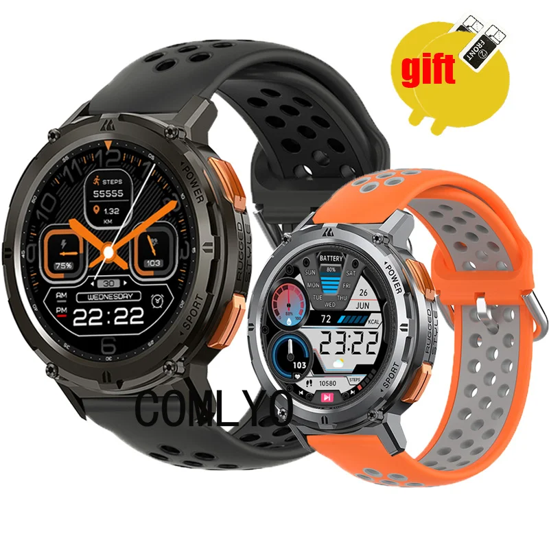 

Band For Kospet Tank T2 Ultra Strap Smart Watch Silicone Breathable Sports Bracelet Screen Protector Film