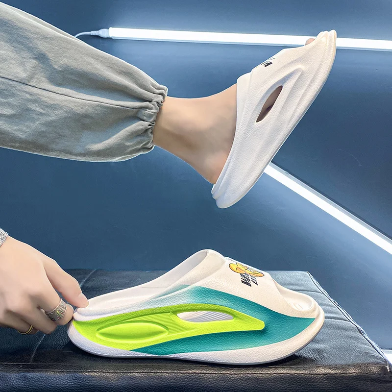 Man Slide Thick Platform Bathroom Home Slippers Men Fashion Soft Sole EVA Indoor Slides Male Sandals Summer Non-slip Flip Flops