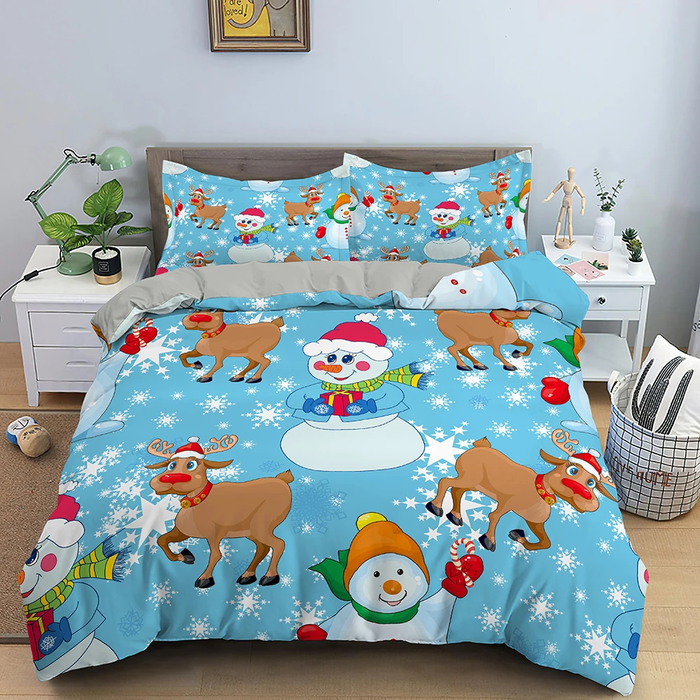 

Merry Christmas Duvet Cover Santa Claus King Christmas Quilt Cover Size Bedding Set Microfiber Comforter Cover With Pillowcases