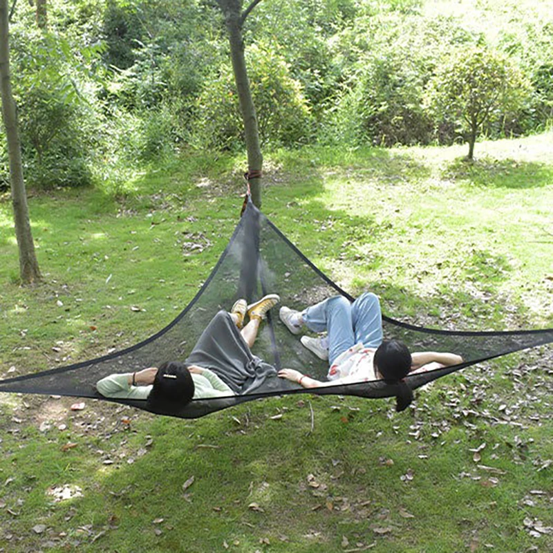 

Outdoor Multi-person Hammock Tent Camping Portable Triangle Aerial Hanging Hammocks Swing Black Large Tourist Sleeping Hammock