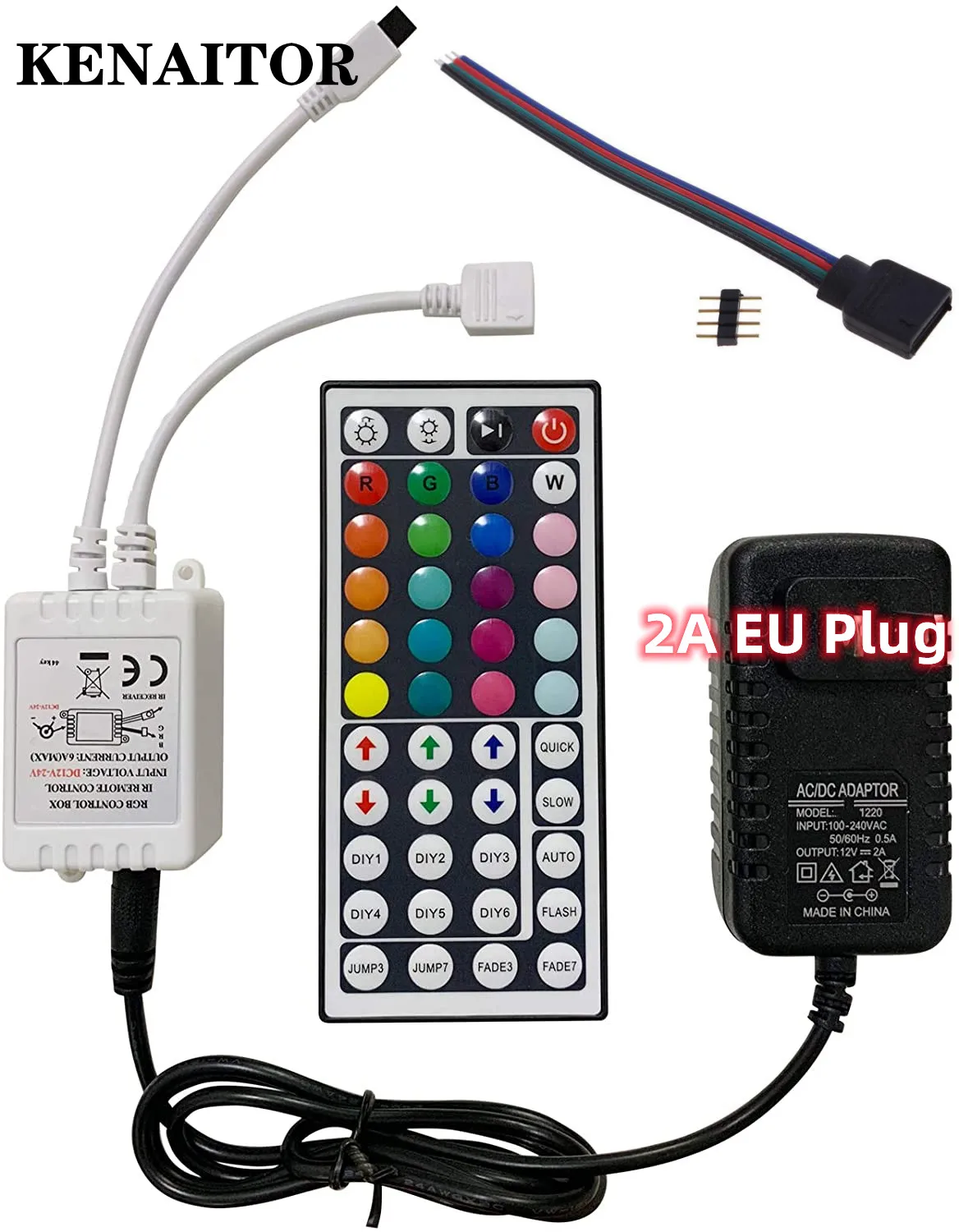 

44 Key IR Remote Controller Kit Wireless Rectifier Control Box DC 12V 2A LED Power Supply Adapter for 2835 3528 5050 RGB LED