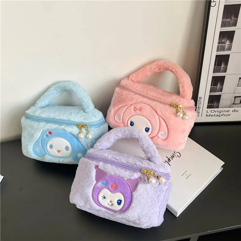 

Sanrio плюшевый милый рюкзак Hello Kitty Kuromi Sanrio косметичка Kawaii Hello Kitty плюшевый рюкзак сумка с плюшевыми шариками внутри подарок девочке