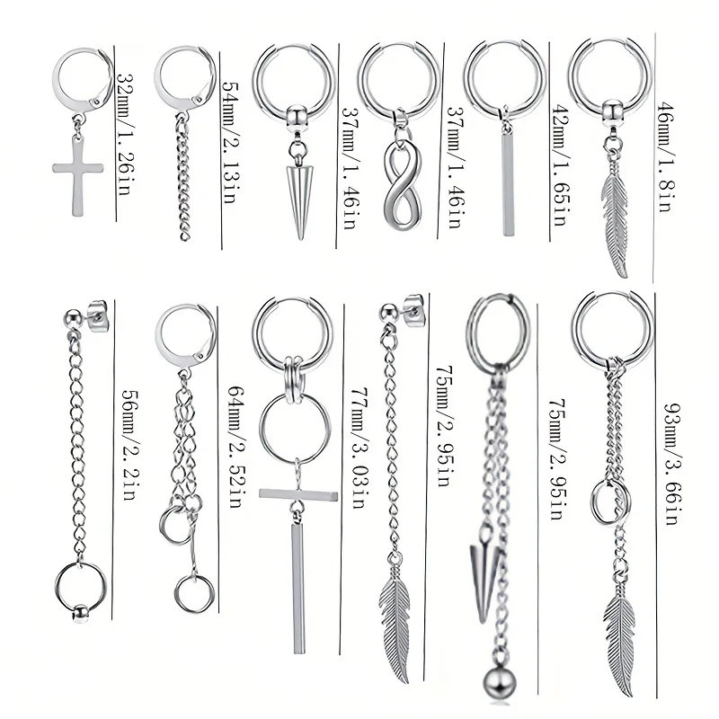 12 шт./набор Подвесные серьги-кольца