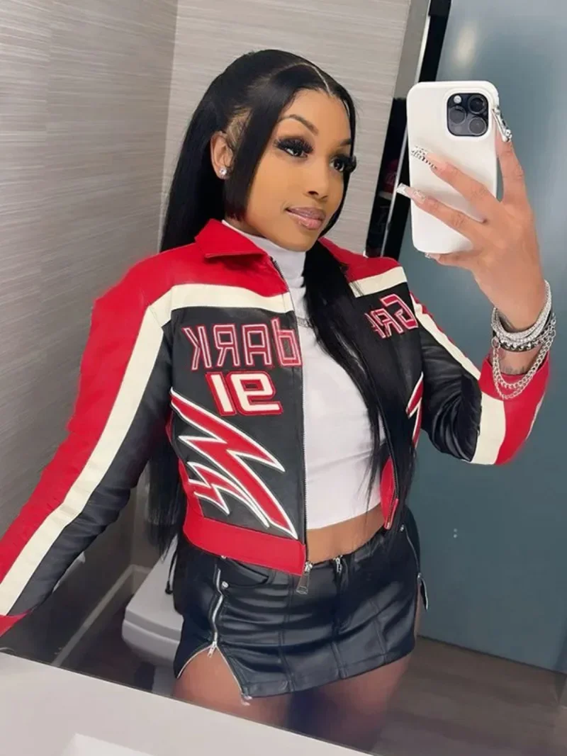 Женские университетские куртки с вышивкой букв модные укороченные пальто из