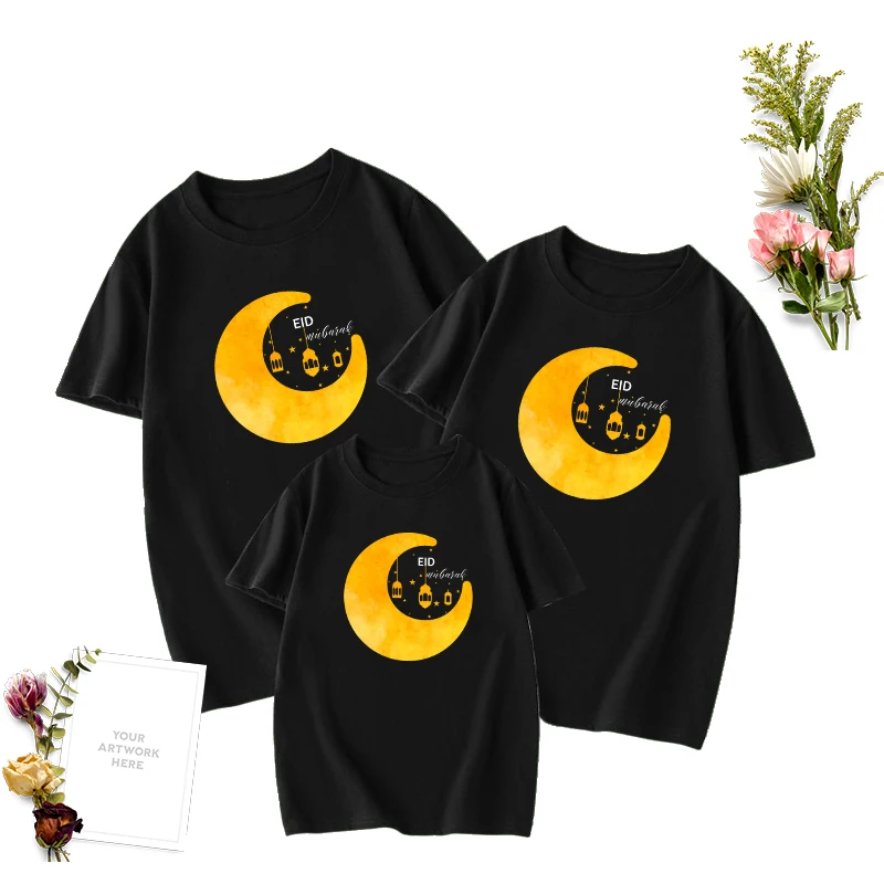 

Eid Mubarak Shirt Ramadan Family Matching Outfits Islam Eid Al-Fitr Tshirt Mother Father Daughter Son Kids Couple Clothing Set