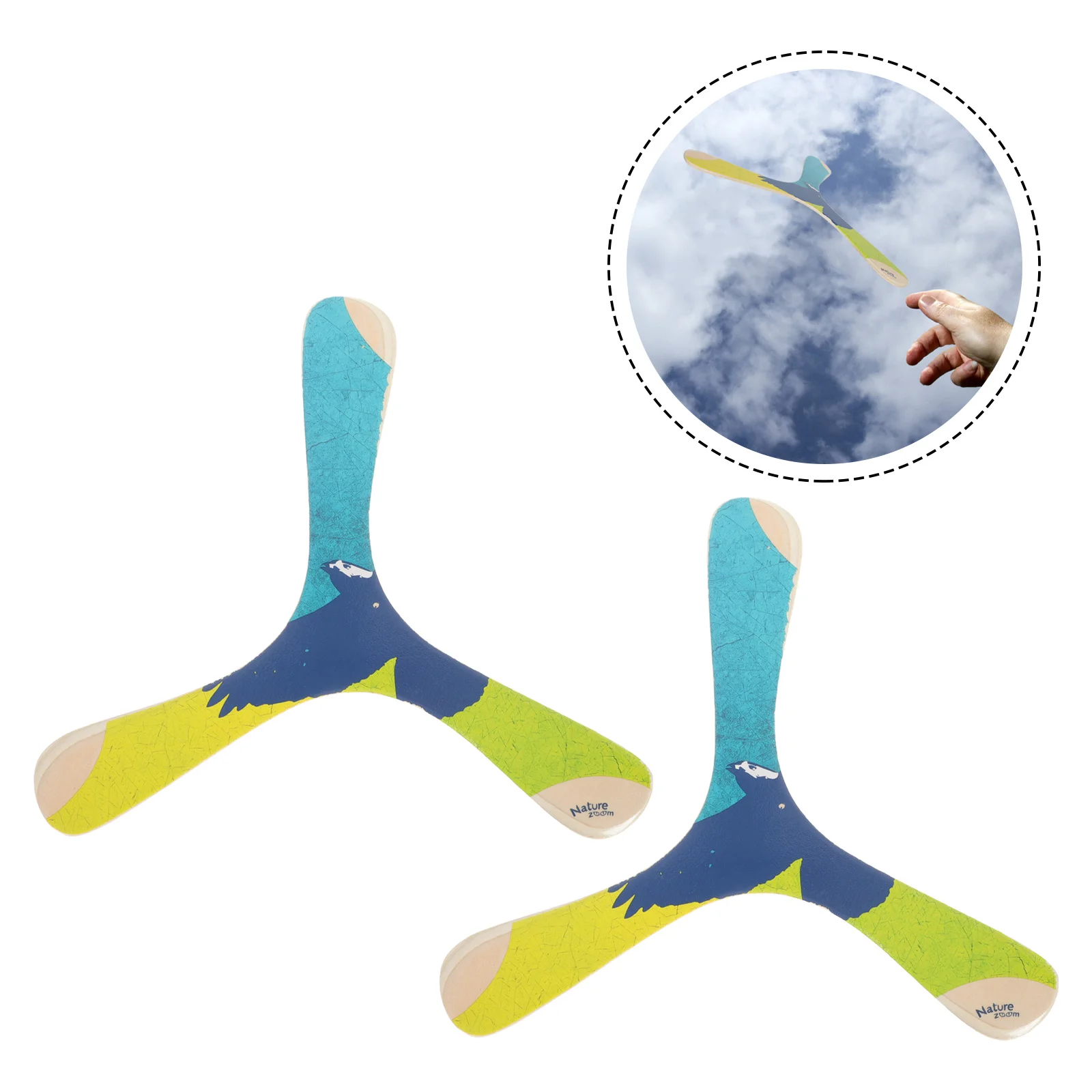 

2pcs Wooden Outdoor Boomerang Triangle Boomerang Playthings for Kids Adults