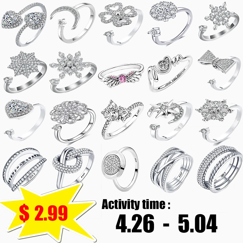 

Jewelry Gift 2022 Trendy Ring Stackable Rings Infinite Flower Princess Wishbone Heart Rings Women Finger Rings For Women Gift