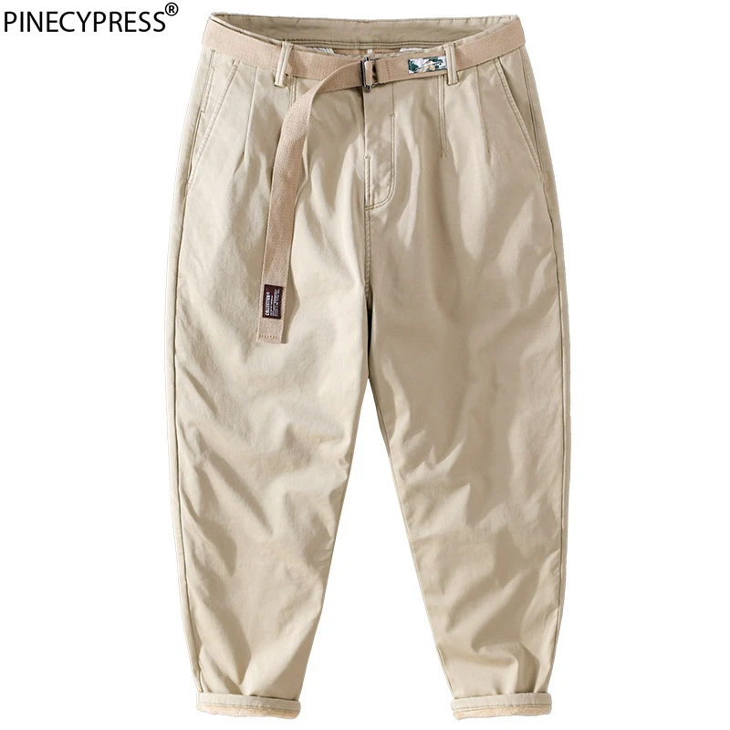 

97% хлопок 3% спандекс зимние теплые флисовые Толстые мужские длинные брюки на молнии с ремнем Прямые мужские повседневные брюки цвета хаки