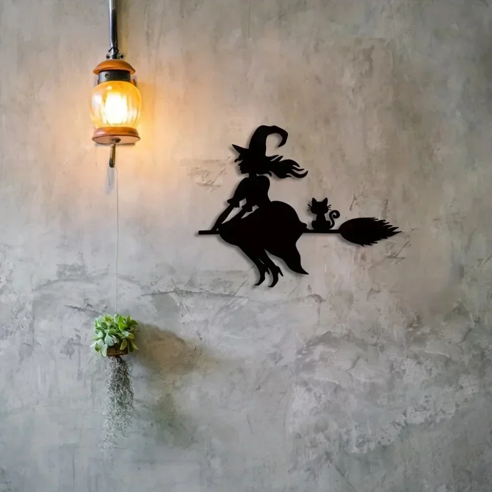 1 шт. потрясающий металлический настенный декор с черной ведьмой — изящная