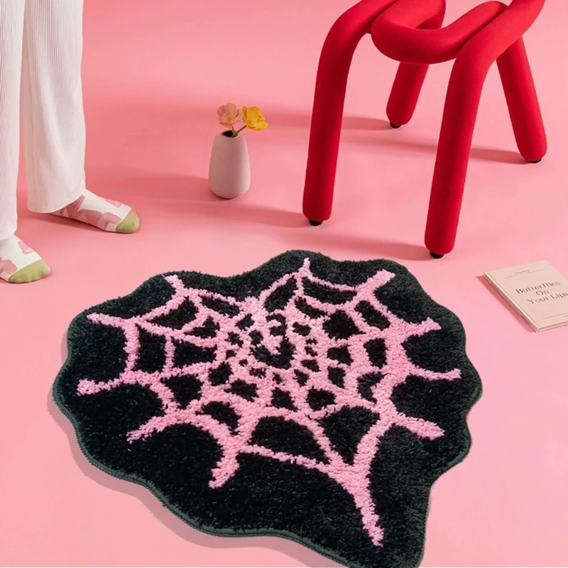 Коврик в готическом стиле на Хэллоуин с рисунком паутины форме сердца