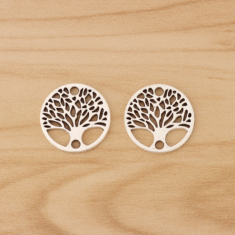 

30 Pieces Tibetan Silver Life Tree Bulk Round Small Connectors Charms For Bracelet Jewellery Making Findings 16mm