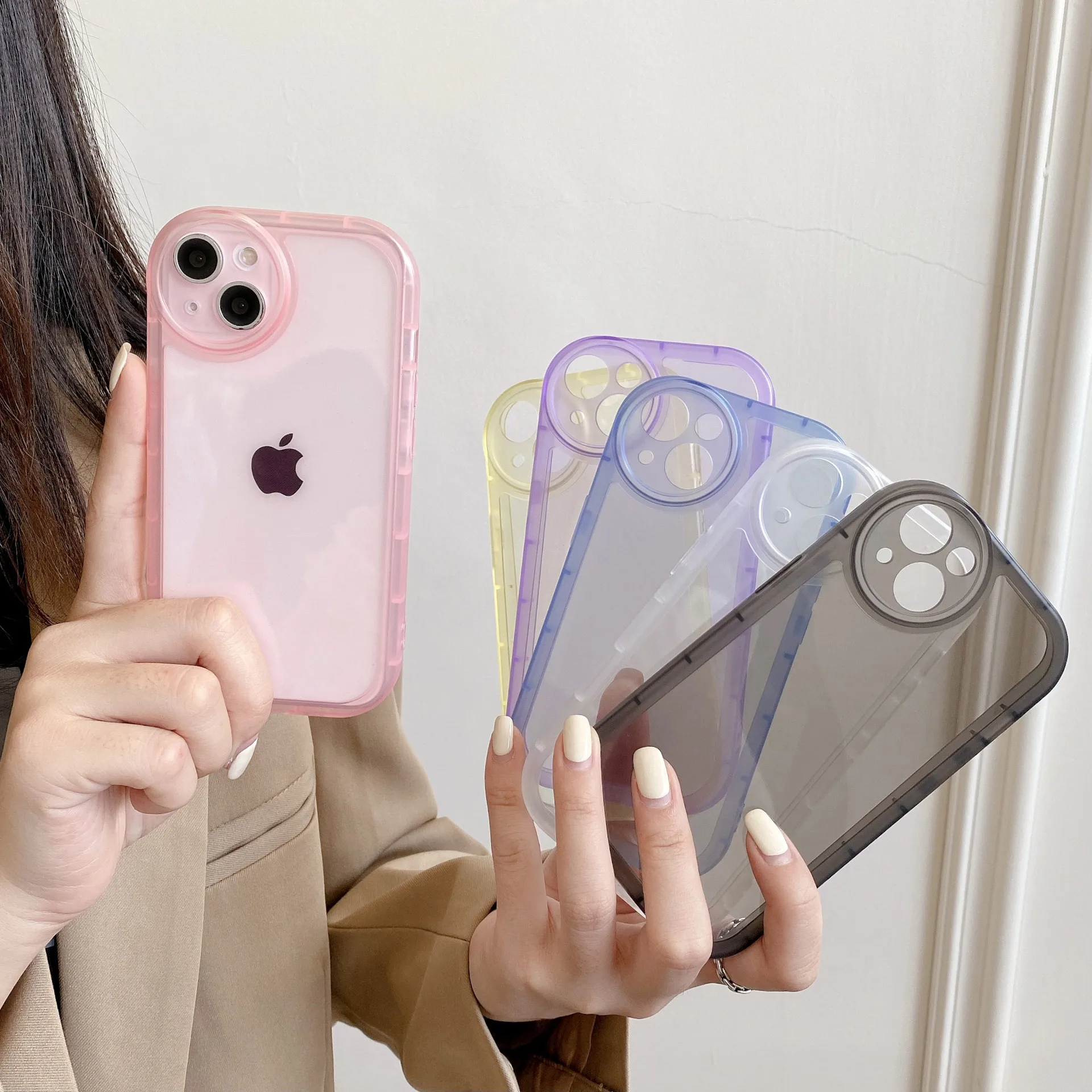 

10pcs Transparent Oval Round TPU Soft Phone Case for iPhone 14 13 12 11 Pro Max Plus X XS XR 8 7 Girls Camera Protective Cover