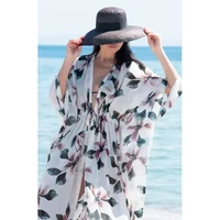 women print pareo beach cover up chiffon saida de praia tunic summer dress beach bikini cover up swimsuit kaftan swim beach wear