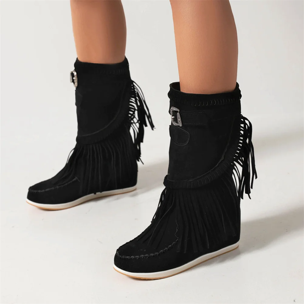 DORATASIA Big Size 34-43 Brand New Ladies Fringe Boots Fashion Height Increasing women's Boots Casual Platform Shoes Woman