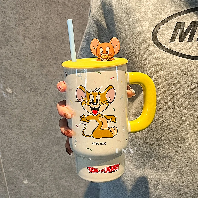 Tom and Jerry Cute Cartoon Cat Mouse 850ML Ceramic Coffee Cup Kawaii Mug Lovely Periphery Water Home Decor Room Decoration