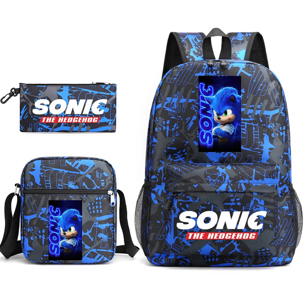 

Cartoon Sonic School Bag Anime Backpack Large Capacity Student Fashion Outdoor Computer Canvas Bag