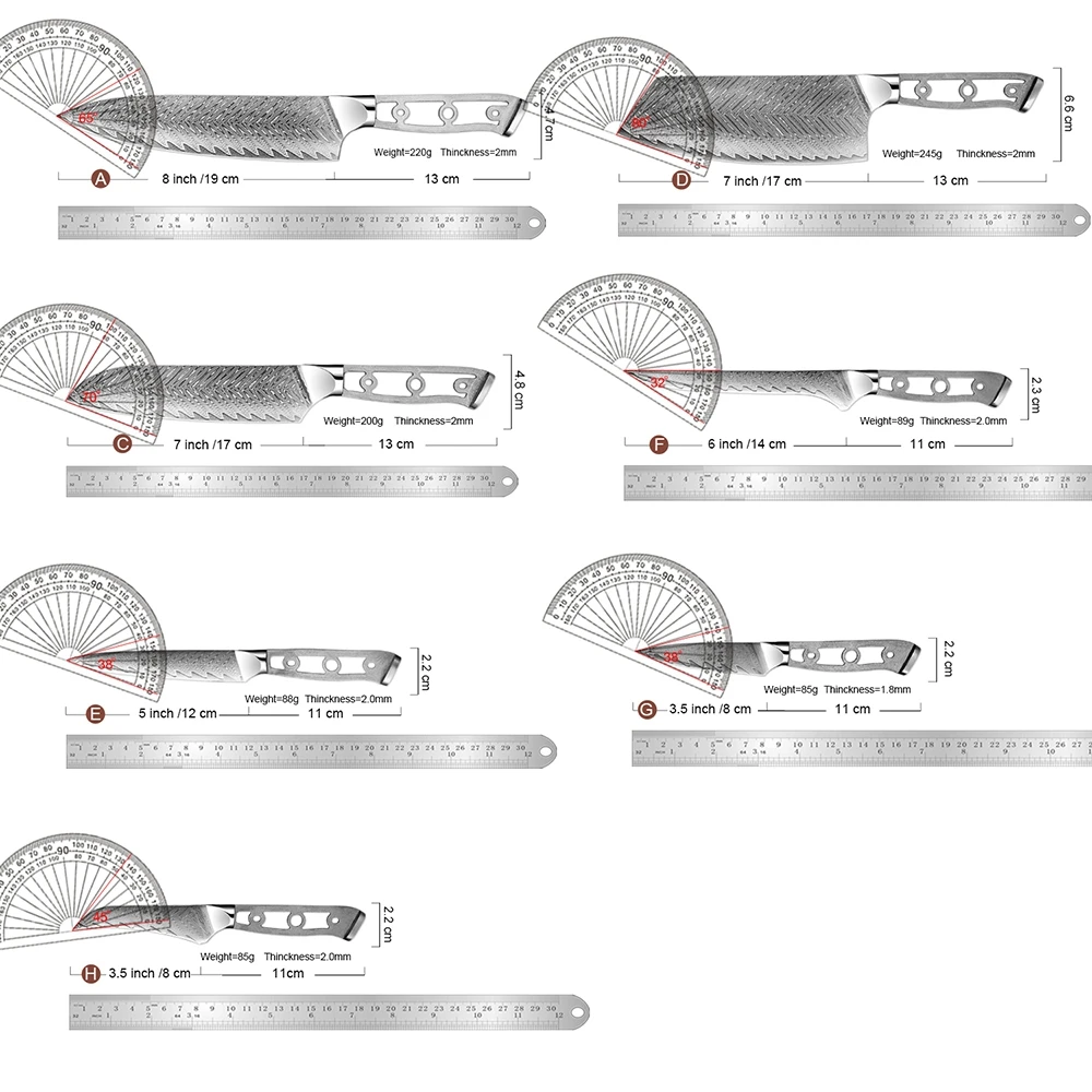 Нож из дамасской стали пустое лезвие 67-слойный стальной кухонный нож