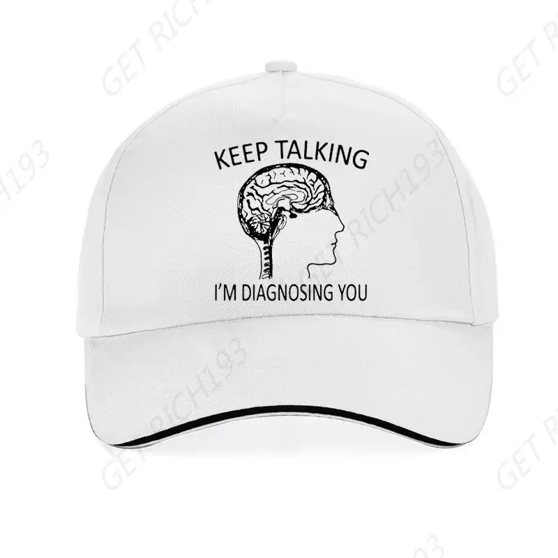 Забавная психология Brain Keep Talking Im Diagnosing You Hat Harajuku Pop Streetwear Шапки для гольфа Мужская