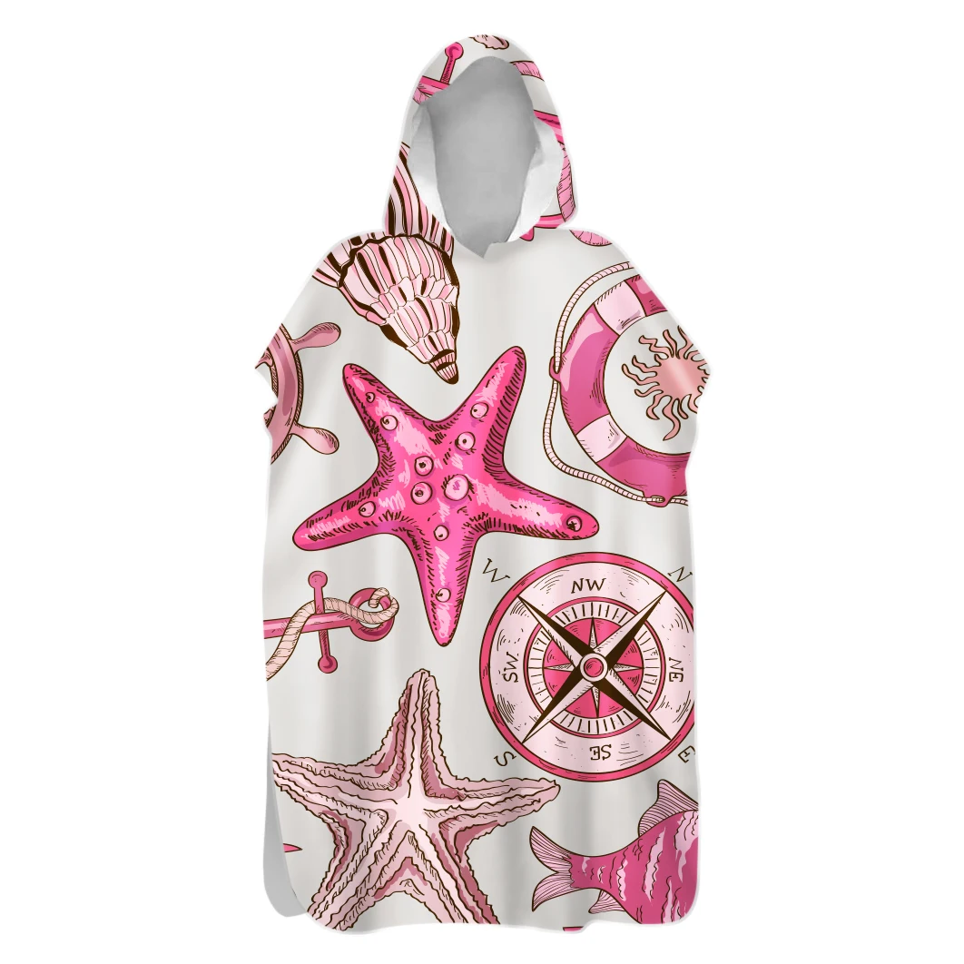 Пончо с капюшоном для взрослых и детей полотенце купания пляжа морской акулы