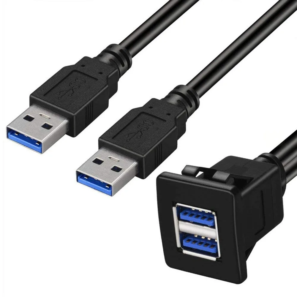 Автомобильный удлинитель с двумя USB-портами, квадратный удлинитель с USB 3,0 для приборной панели, мотоцикла (art.: 3920bef66ecda) - 3920bef66ecda