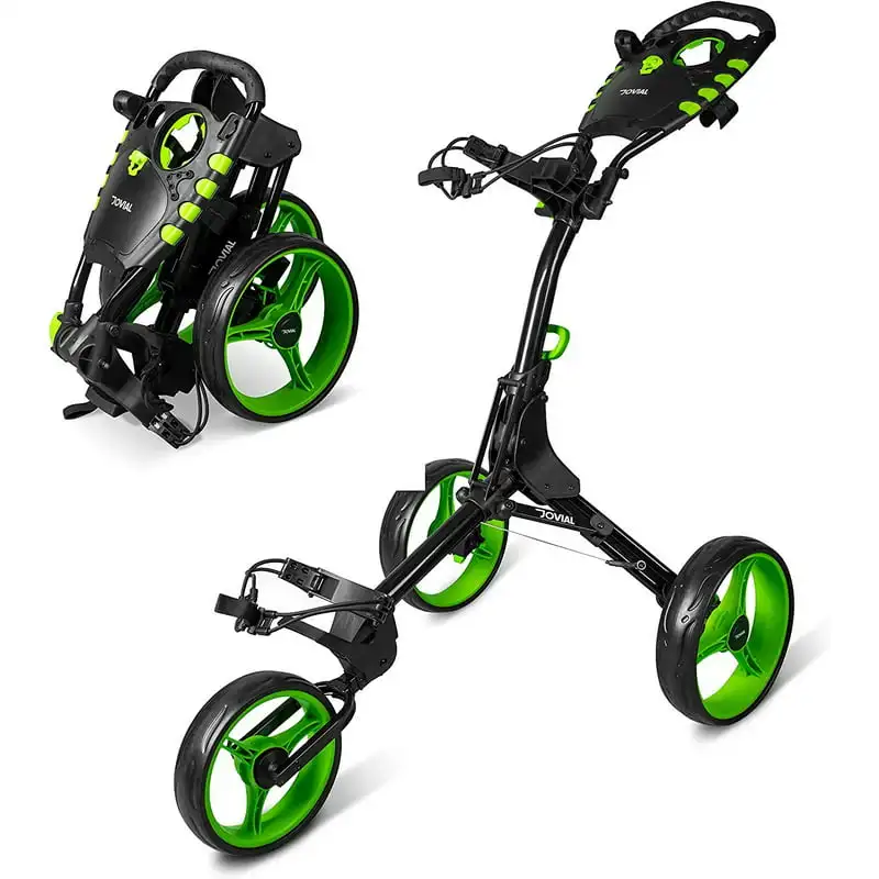 

Foldable 2-Wheel Golf Pull Cart - Aluminum Pull Cart, Upper & Lower Brackets with Elastic Strap, Without Umbrella Holder