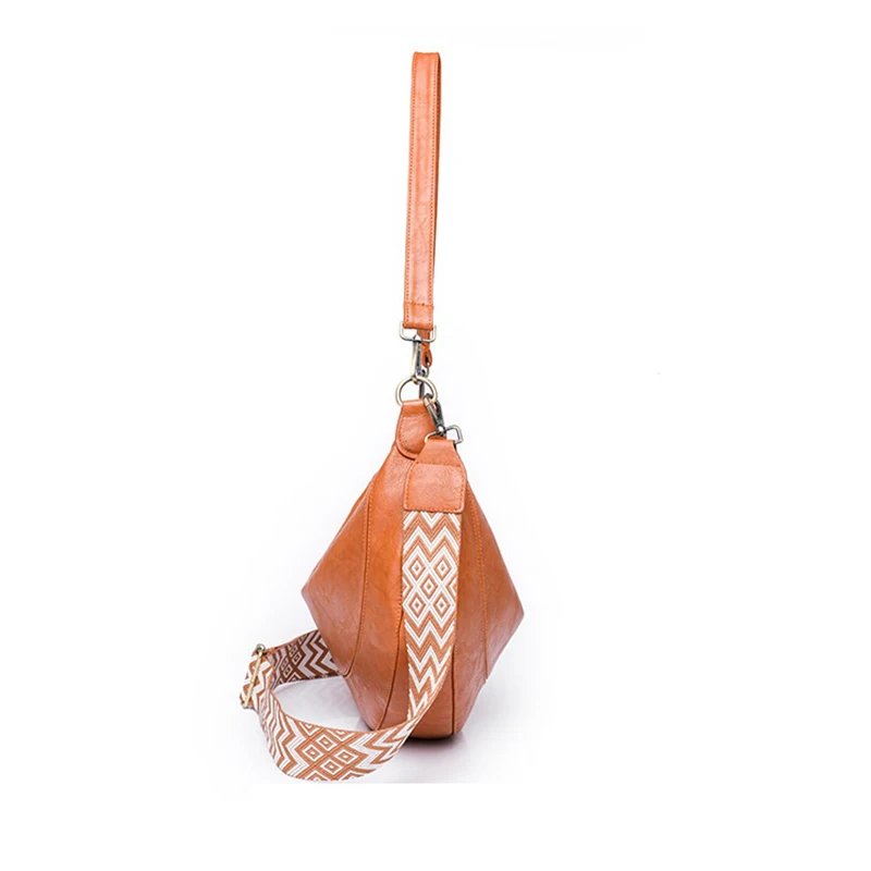 FUNMARDI Large Capacity Ladies Bag Fashion Weave Print Designer Women Shoulder Bag Half Moon PU Leather Crossbody Bags WLHB3306