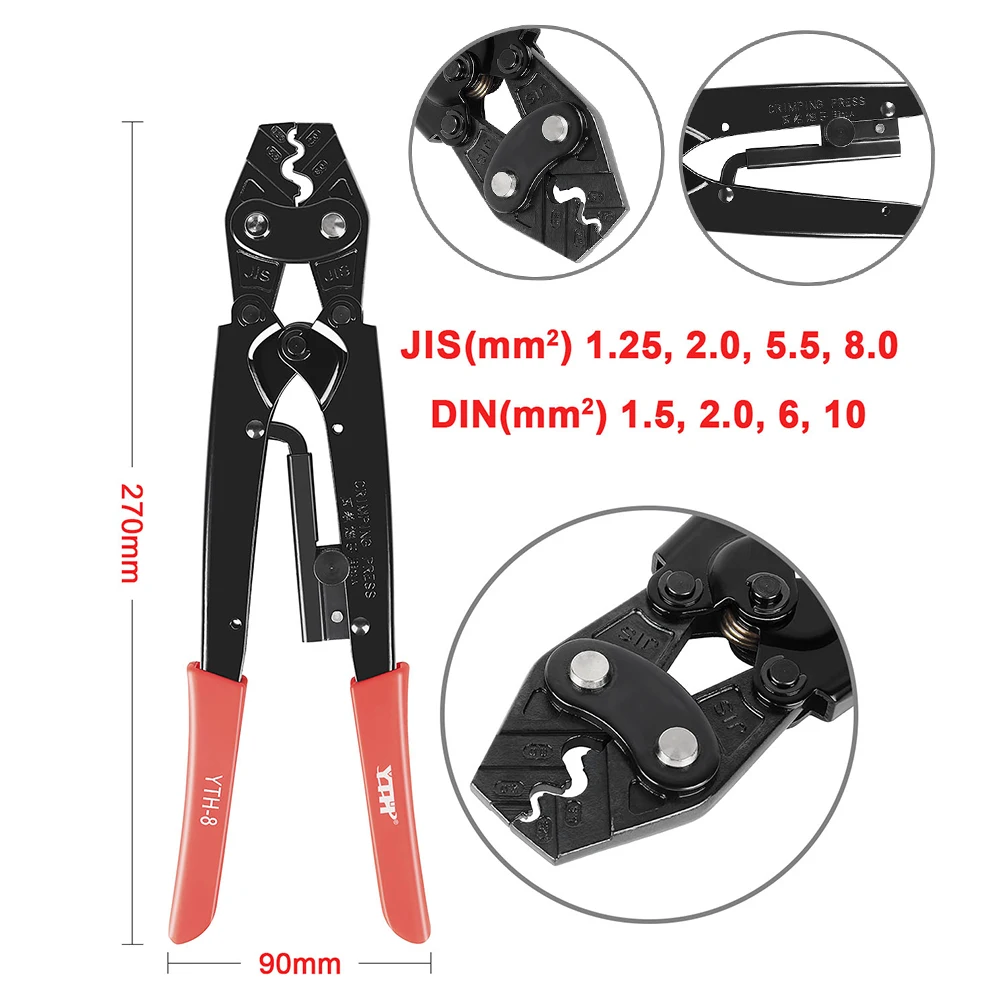 

Portable Cable Crimping Tool Professional Terminals Crimper Pliers Handle Cutter Tools JIS 1.25 2.0 5.5 8.0 DIN 1.5 2.0 6 10 DIY