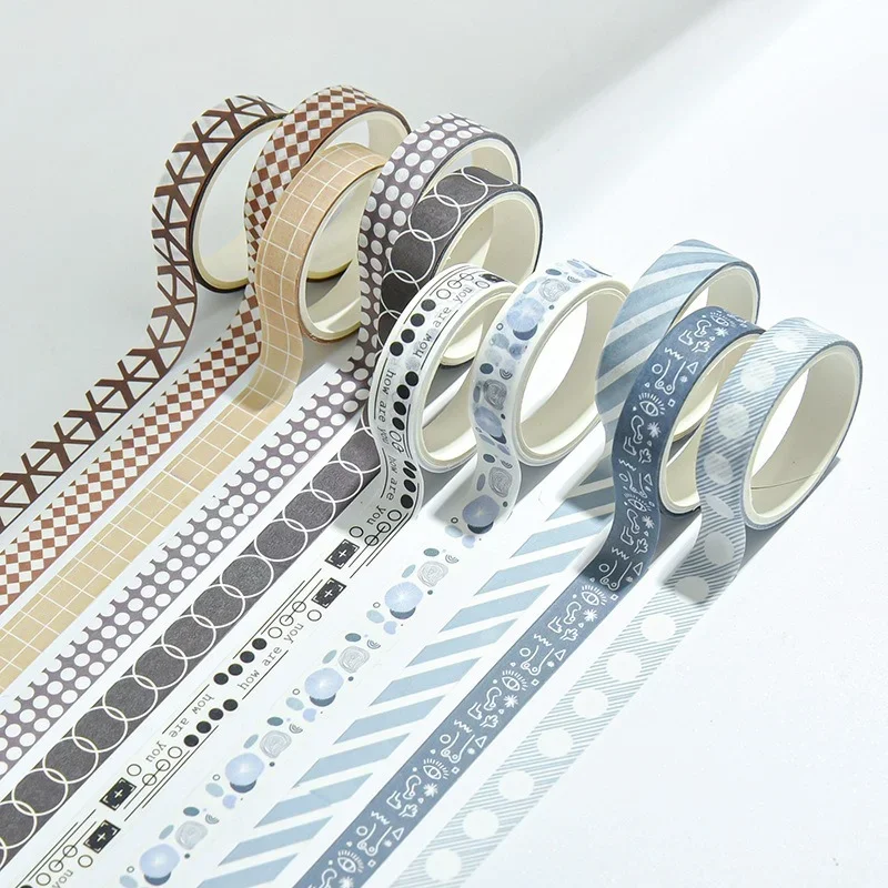 

5 Rolls/box Creative Masking Tape Set Simple Daily Hand Account DIY Decorative Stickers Basic Color Decorative Paper Tape