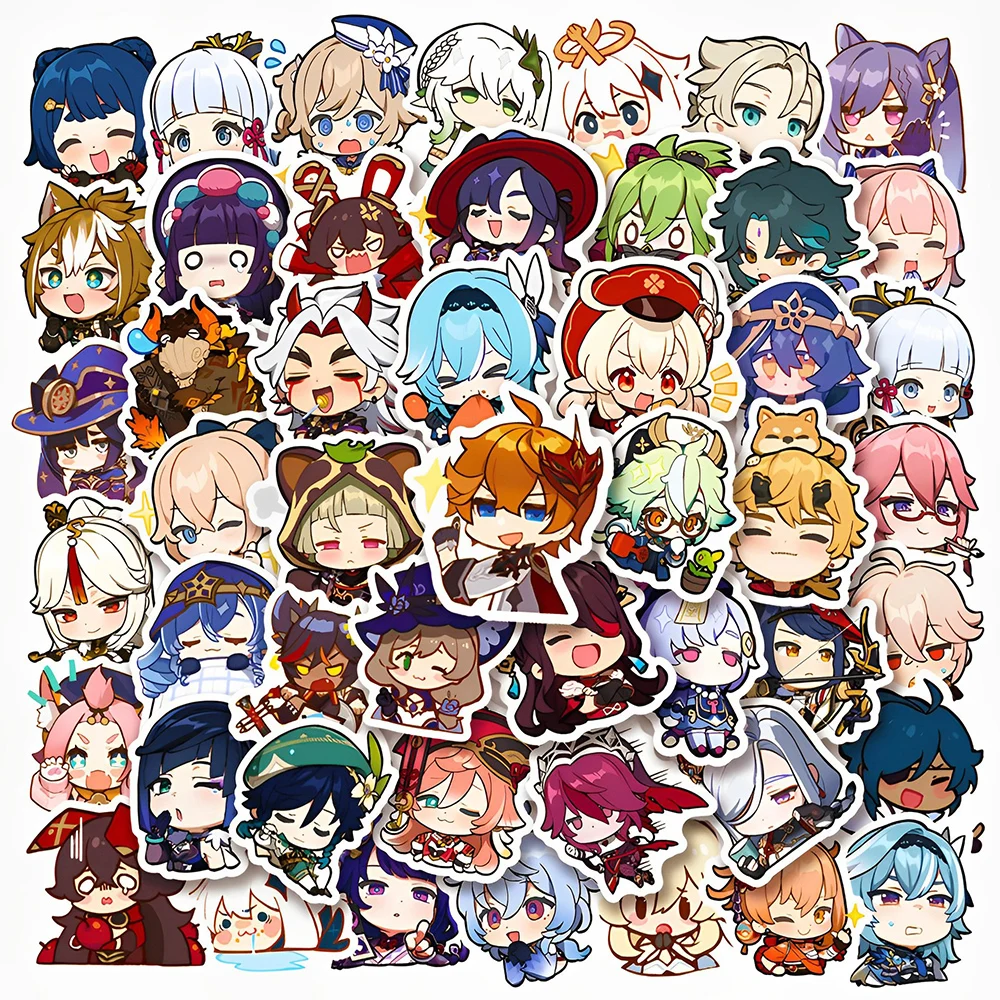 

10/30/50PCS Kawaii Genshin Impact Anime Cartoon Stickers Kids Toys DIY Scrapbook Laptop Stationary Guitar Car Game Sticker Gift