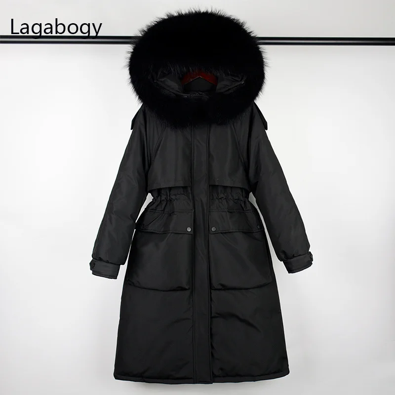 Long Real Raccoon Fur 2023 Down Large Parka Women Winter 90% White Duck Down Coat Super Thicken Warm Puffer Jacket Snow