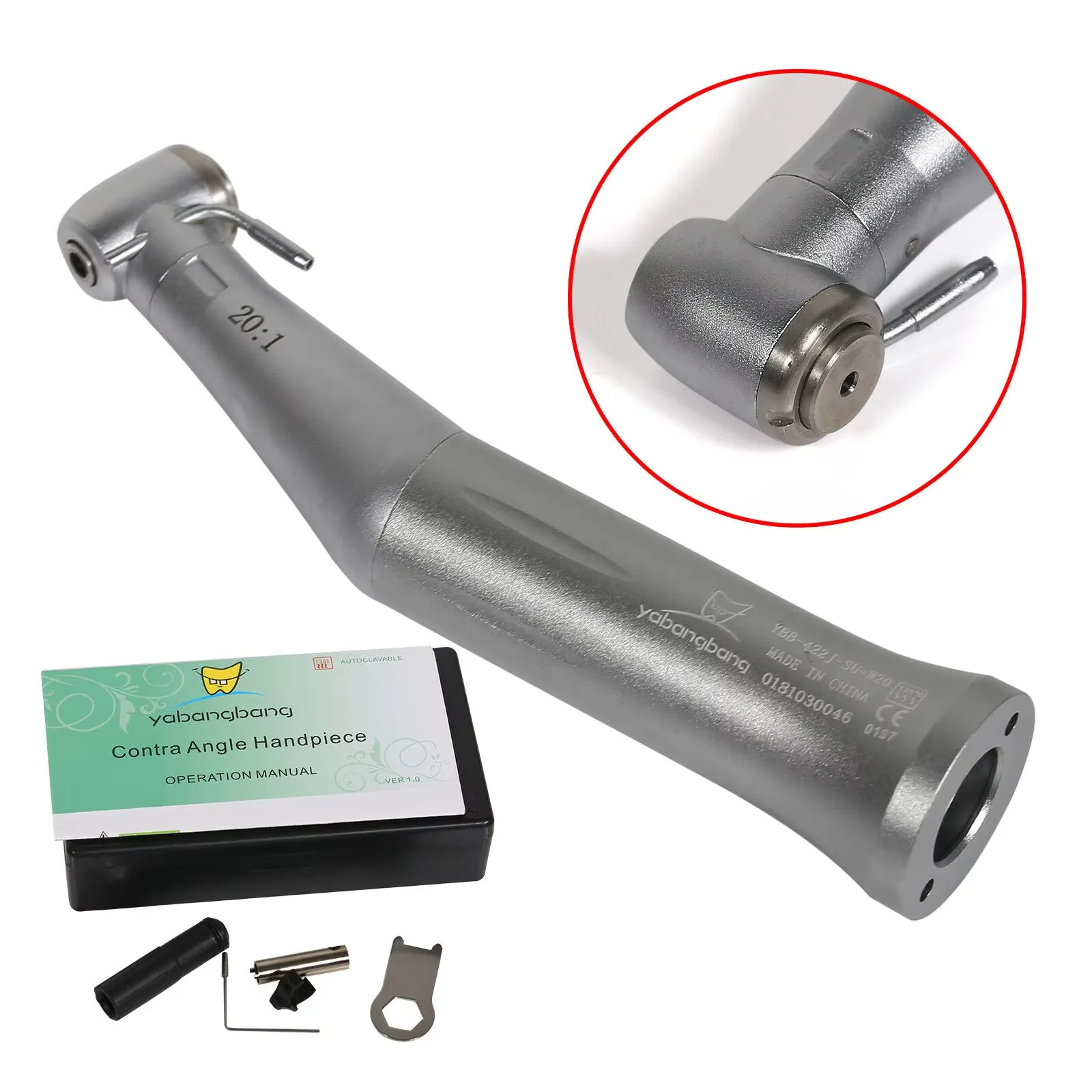 Фото Стоматологический имплантат 20:1 с LED-подсветкой/без LED-подсветки, хирургический наконечник с кнопкой-фиксатором, угловой наконечник, совместимый с KaVo/NSK №4