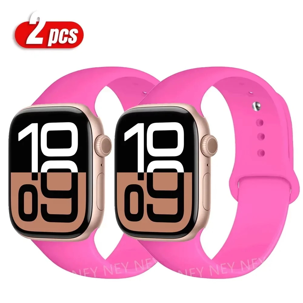 Silicone straps For Apple Watch Band 45mm 44mm 40mm 41mm 42mm-46mm 2pcs bracelet iwatch series 10 8 7 6 5 4 3 SE 9 Ultra 2 49mm