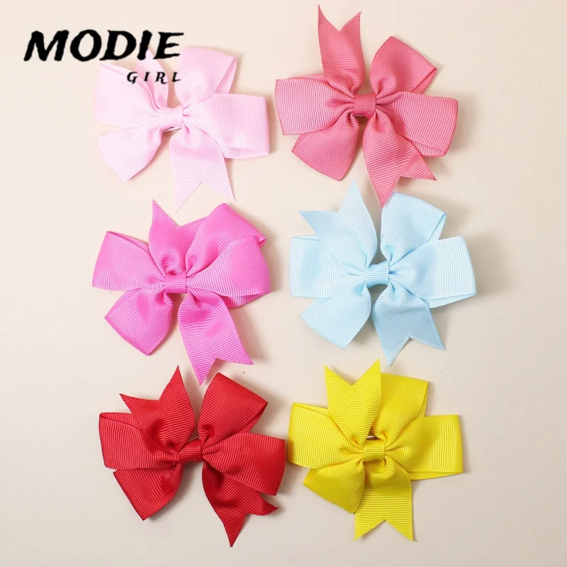 

6PCS/Set Colors Solid Grosgrain Ribbon Bows Clips Hairpin Girl's hair bows Boutique Hair Clip Headware Kids Hair Accessories